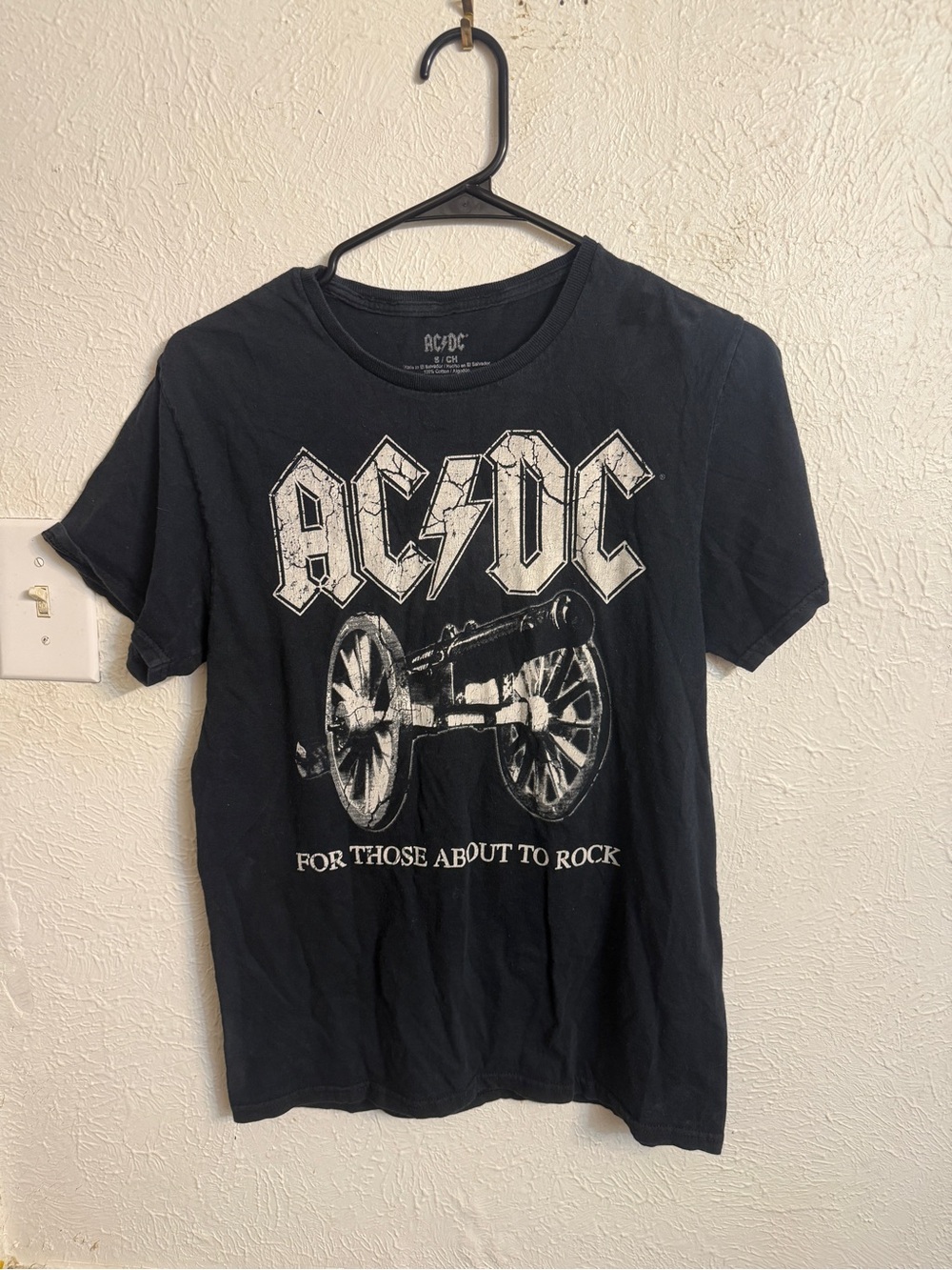 AC/DC Black Graphic Tee with White Cannon Logo